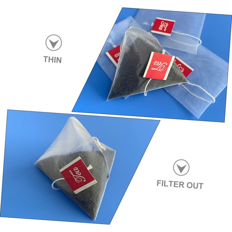 ABOOFAN 100pcs Nylon Tea Filter Bags Drawstring Reusable Loose Leaf