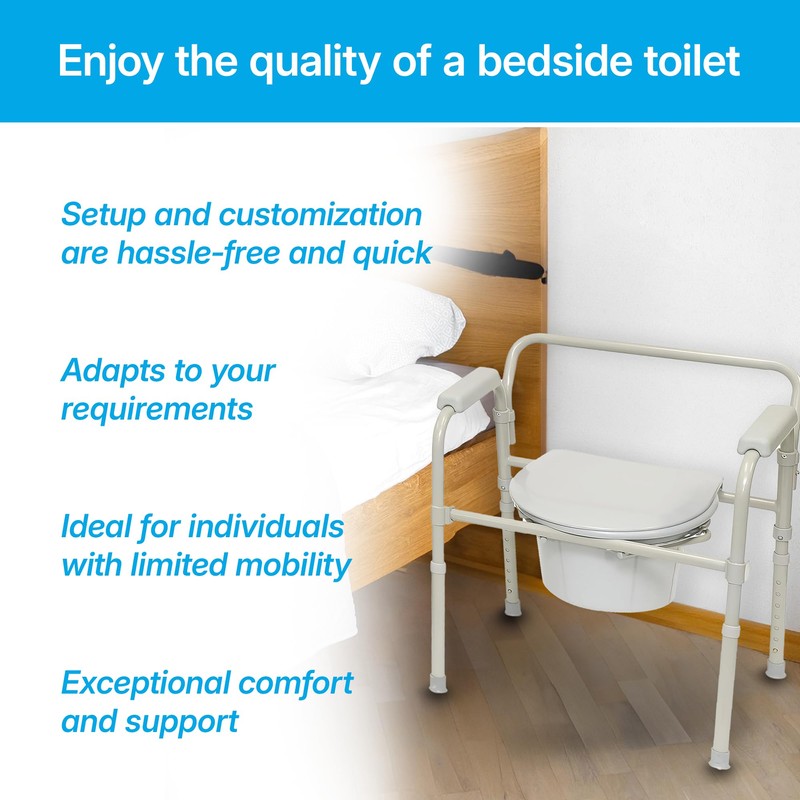 ProBasics 3-in-1 Folding Commode Chair with Full Seat, 350 lb