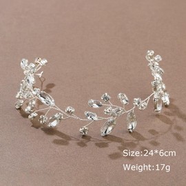 Prosy Bride Wedding Hair Vines Silver Bridal Crystal Headband Rhinestones Headpieces Hair Accessories for Women and Girls
