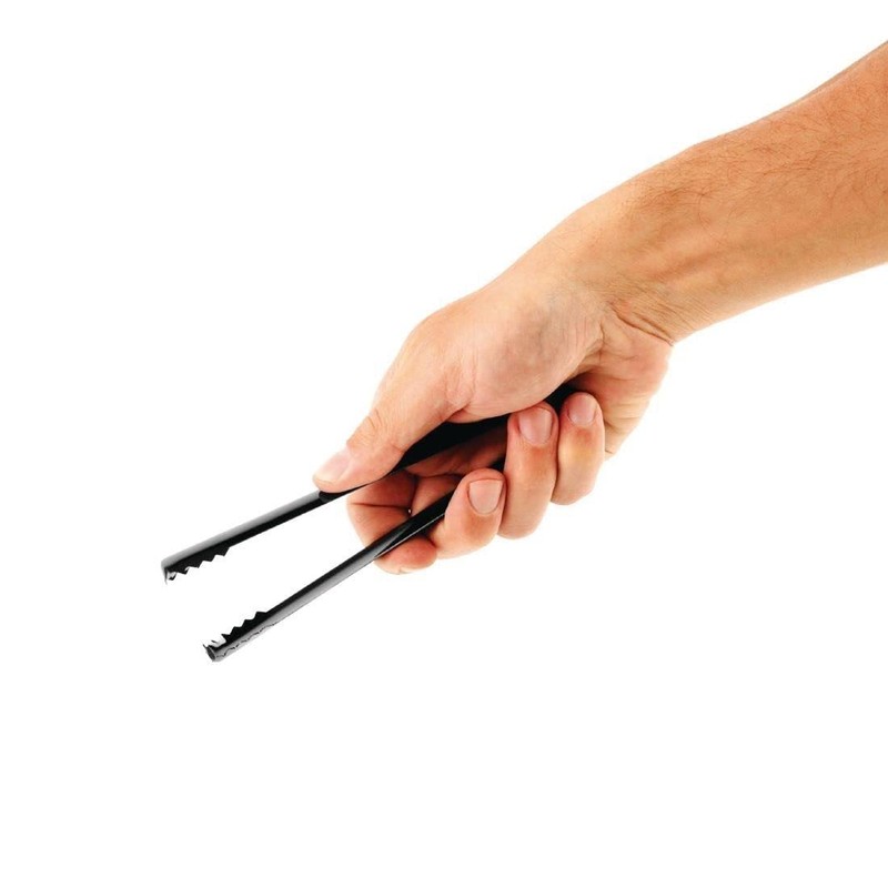 Olympia Gunmetal Ice Tongs in Black with Serrated Jaws Dishwasher