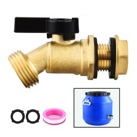 LUOFANT Brass Water Container/Rain Barrel Spigot 3/4" Threaded Quarter Turn Ball Valve with Bulkhead Fitting, Lead-Free Compliant，Suitable for Garden Hose Thread Connection