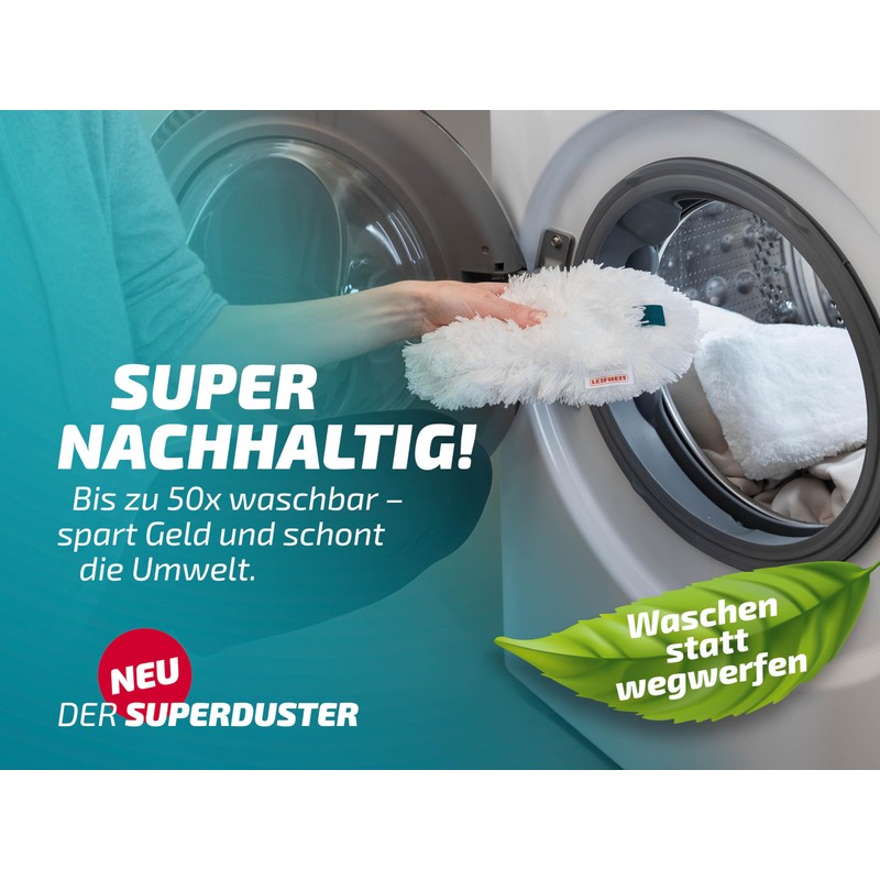 Leifheit Superduster Duster, Washable Microfibre Dust Textile for Quick Dust