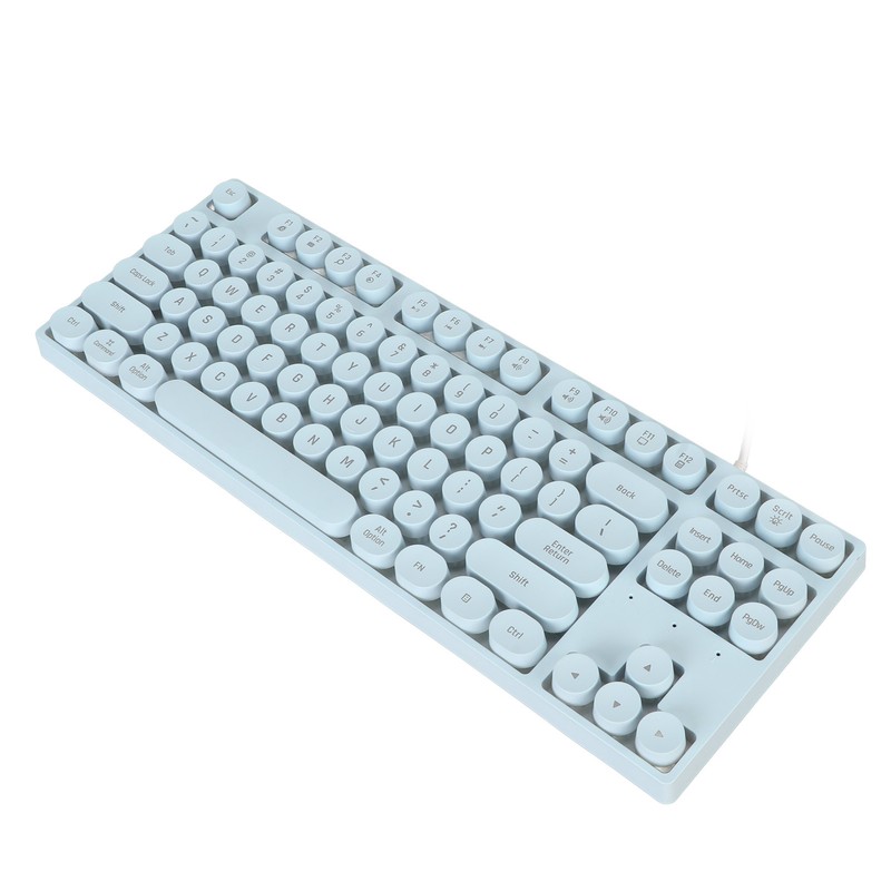 Gaming Keyboard USB Round 87 Keys Colorful Backlit Ergonomic Mechanical