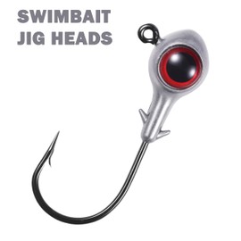 FISHCORNER Fishing Jig Head Oversized 3D Eyes Jigheads Swimbait Jig Heads for Fishing Saltwater Freshwater Bass Trout Walleye Redfish Striper 3/8oz