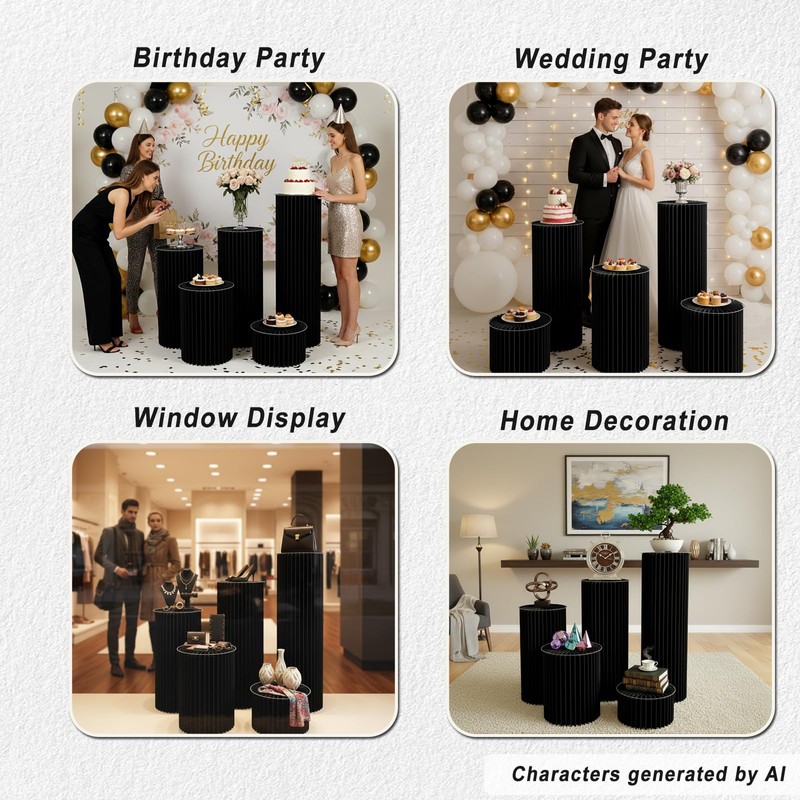 Jueraori Cylinder Stands for Party, 5 PCS Round Display Pedestal