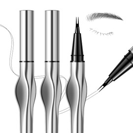 KYDA 2 Pcs Microblading Liquid Eyebrow with 2-fork Tip, Tinted Eyebrow Pencil for Brow and Lower Lashes, Lasting Waterproof Formula for Define and Create Natural Hair-Like Brows, Quick Drying, Black