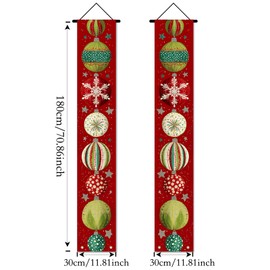 Nuxovilar - Cartel de Navidad para puerta de entrada de Navidad, con múltiples patrones, para colgar en la pared, decoración de fiestas, decoración de Navidad, poliéster (tipo O, 71 x 12 pulgadas)