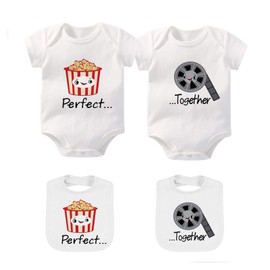 YSCULBUTOL Baby Twin Bodysuit Perfect Together Twin Best Friend Bacon Eggs Twins Set Double Baby Twin Cute