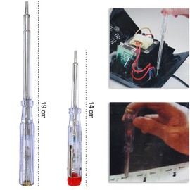 com-four® 4x Voltage Tester in Different Sizes - Electric Phase Tester with Screwdriver - Multitool Electric Current Tester - 19 cm, 14 cm