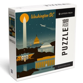 Lantern Press Washington, DC, Retro Skyline, 1000 Piece Jigsaw Puzzle for Adults, Made in USA with Reference Poster