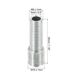 PATIKIL M10 to M8 Reducing Screw, 5 Pack 30mm Long External Thread Adapter Reducer Convert Joint Hardware Double Male Thread Bolts