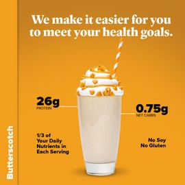 Keto Chow Butterscotch - Keto Meal Replacement Shake Powder - Nutritionally Complete - Low Carb - Delicious Easy Meal Substitute - Protein Rich & Dairy Free - Single Meal - 3 Pack