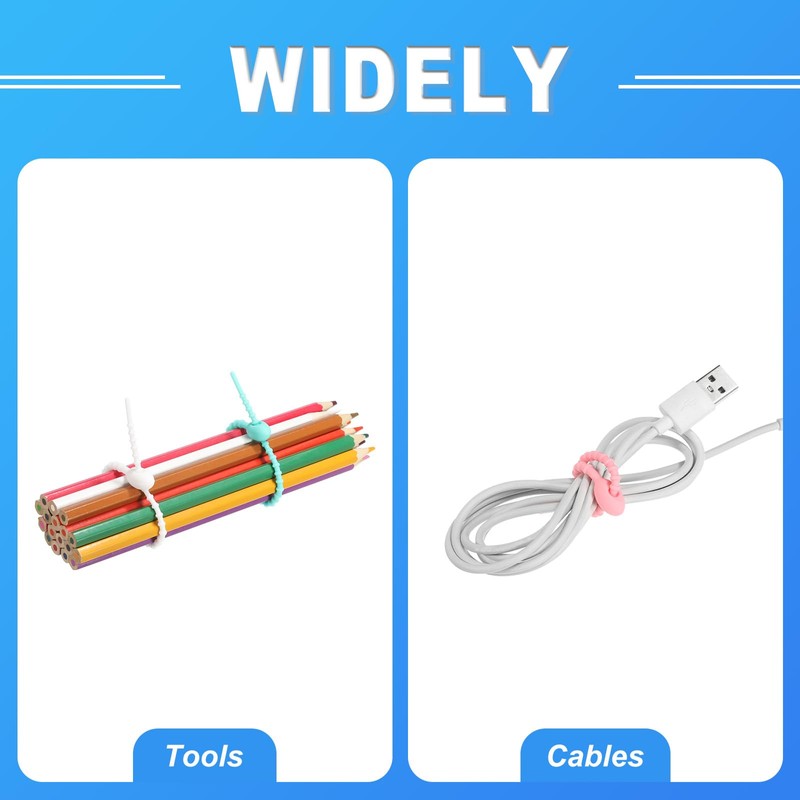 MECCANIXITY 20 Pack Silicone Cable Ties 6 Inch Reusable Zip