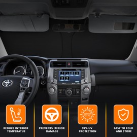 D-Lumina Winshield Sun Shade for 2010-2024 to-yota 4Runner, Foldable Front Sun Shield Protector Blocks UV Rays, Window Sunshade Sun Visor Interior Accessory