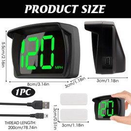 Car HUD Headup Display,Universal KMH and MPH Digital GPS Smart Speedometer with Large LED Font,Digital Speedometer Car MPH Suitable for Trucks,SUVs,Motorcycles(With Car Charge Adapter)