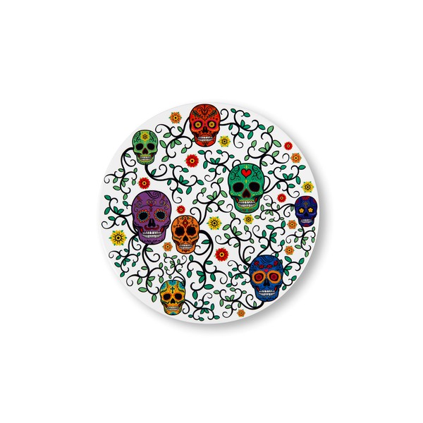 Excelsa Calavera Ceramic Coaster, Dolomite and Cork, 16 x 16