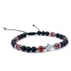Handcrafted Hematite Cross Bracelet with Onyx and Red Agat Stones