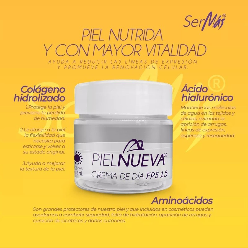 Piel Nueva Kit Cuidado Facial Ser Más, A. Hialurónico, Colágeno,