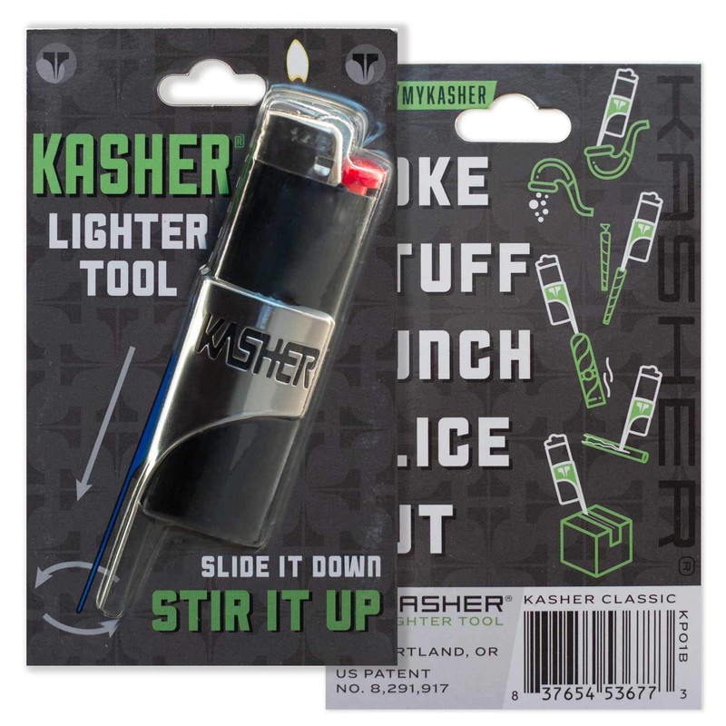Kasher Cutout Lighter Tool Silver, Pipe Cleaner, Cigar Punch, Poker,