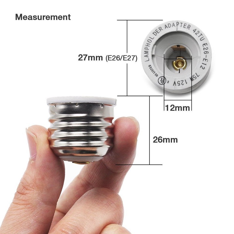 YiLighting Supplier (E26/E27 to E12 Adapter) E26 Medium Screw Base