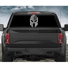 16" Spartan Helmet #1 American Flag Molon Labe Car Sticker Truck Window Vinyl Decal Color: Matte Black