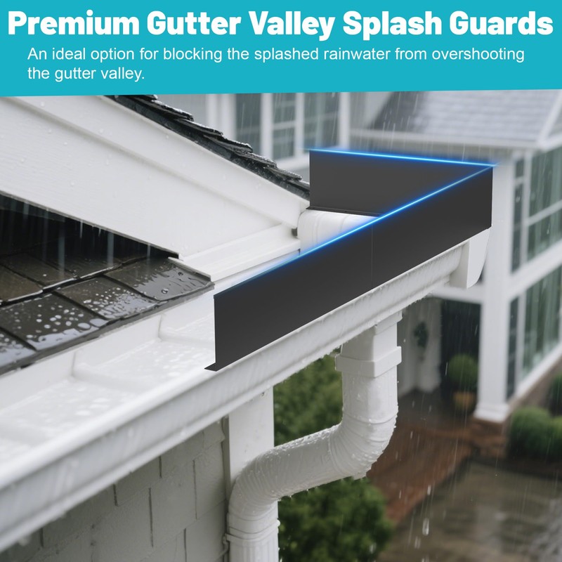 Chiligent 4 Pcs Gutter Valley Splash Guards, Aluminum Roofing Gutter