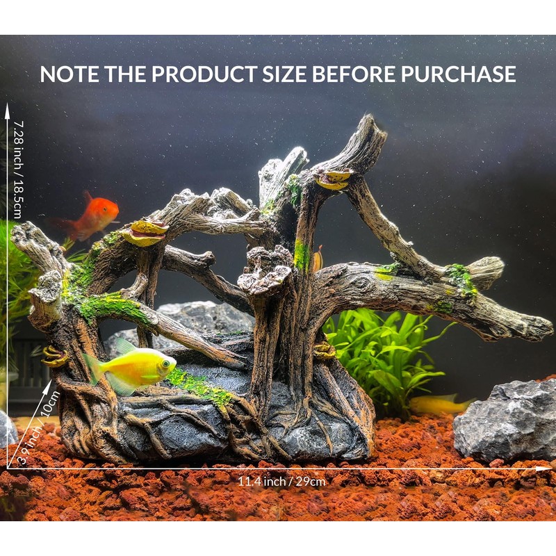 TAOMYPETS Fish Tank Decorations Aquarium Décor Resin Artificial Tree Trunk