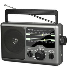 AM FM Portable Radio Battery Operated by 4X D Cell Batteries Or AC Power Transistor Radio with and Big Speaker, Standard Earphone Jack, High/Low Tone Mode, Large Knob