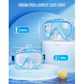 Norabidea Swim Goggles Adult Kids, Anti Fog Swimming Goggles with Nose Cover ,No Leaking Clear Snorkel Dive Mask 180 Wide View Men Women Youth Boys Girls