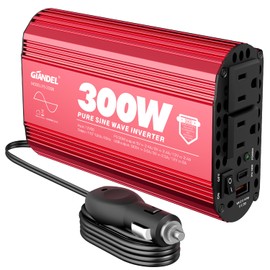 300Watt Pure Sine Wave Power Inverter for Car with PD30W Type C and QC 3.0 USB Car Converter Adapter with Dual USB Ports for Smartphones Laptops Tablets Starlink