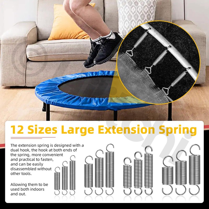 Hilitchi 36Pcs Extension Spring Assortment Kit 12 Sizes Extension Spring