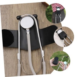 BIUDECO 2pcs Leather Stethoscope Holder for Nurses Portable Stethoscope Protector Clip Design Lightweight and Easy to Use Professional Appearance Black