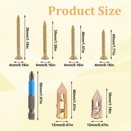 400pcs Self Drilling Drywall Anchors with Screws Kit Wall Anchors for Drywall - High Strength Zinc No Drill Needed, Easy Installation 4 Diferent