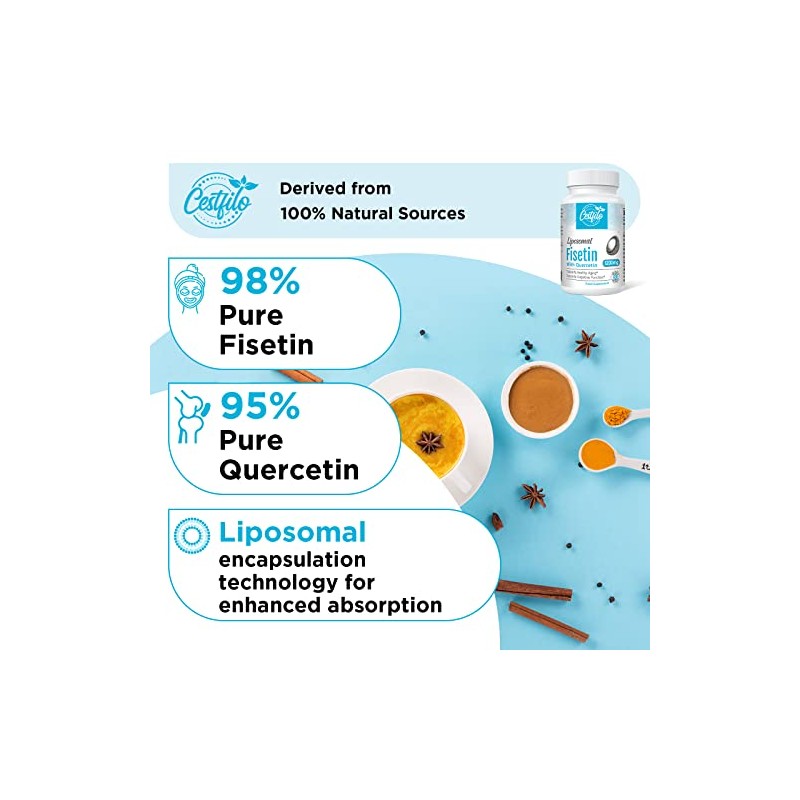 Fisetin with Quercetin 1200mg | Liposomal Encapsuled for Greater Bioavailability