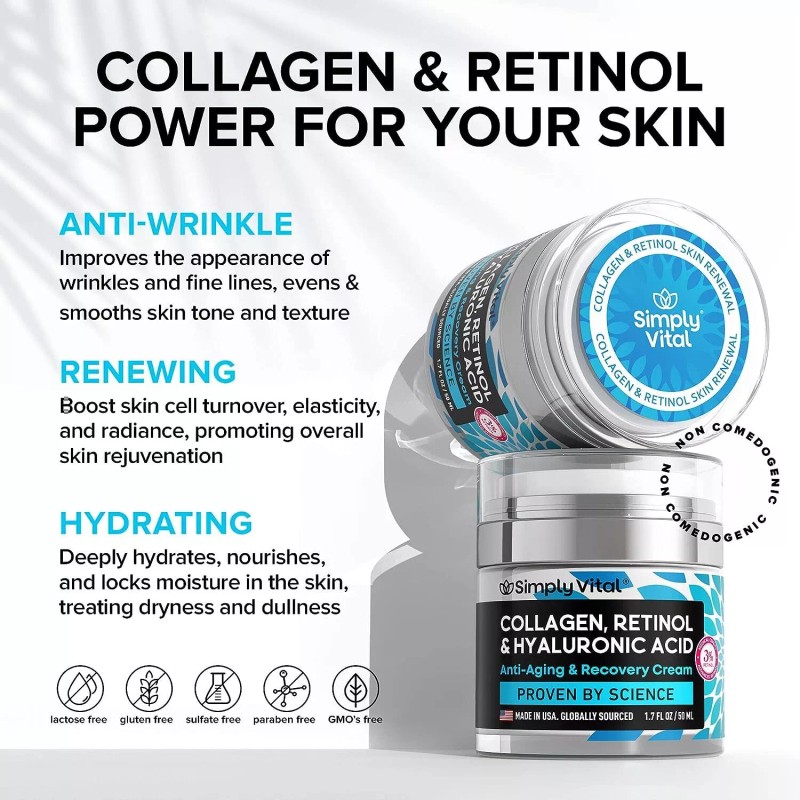 SimplyVital Nourishing Retinol Face Moisturizer With Hyaluronic Acid 1.7 Fl