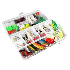 Rofawee 234pcs Fishing Lures Complete Fishing Tackle Set, Fishing Lure Kit with Minnow Popper Lures, Baits, Crankbait, Jig Hooks, Sinker Weights, Barrel Swivels, and Tackle Box for Bass Trout Fishing