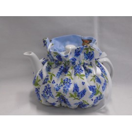 2 Cup Pretty Blue Floral on White Reversible Tea Pot Cozy