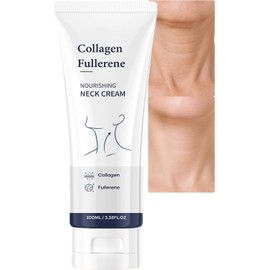 Colágeno Fullerene Crema para el cuello, crema hidratante reafirmante y reafirmante para la piel cremosa, masaje hidratante antiarrugas, cuidado facial y del cuello para la piel flácida (1 pieza)