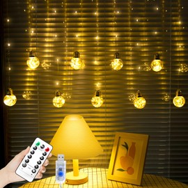 LitHome Wishing Ball Curtain Lights, 240 LED Fairy Lights Curtain with Remote, USB Powered Twinkle Globe String Lights for Bedroom Wedding Windows Indoor Decoration (Warm White)