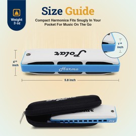 Harmo Polar Country Diatonic Harmonica Key of C, Super Country Tuned - Ideal for Country, Bluegrass, Jazz, and Celtic Music, Mouth Organ With Case, Harmonica for Adults, Beginners & Professionals