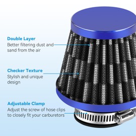 EOPOAYI 38mm(1-1/2") Air Filter Compatible with GY6 139QMB Taotao Roketa Jonway Vitacci Sunl BMS Lance Wildfire 125cc 110cc 90cc 70cc Scooter Moped ATV Quad 4 Wheeler Go Kart Pit Dirt Bike Parts Blue