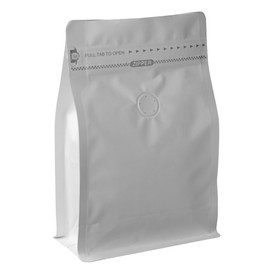 100 Count 8 Ounces White Kraft Paper Coffee Bags - High Barrier Aluminium Foil Liner - Flat Bottom Coffee Pouches with Degassing Valve, Food Storage Bags with Rsealable Zipper & Easy Open Tape (100pcs, 8oz/0.5lb)