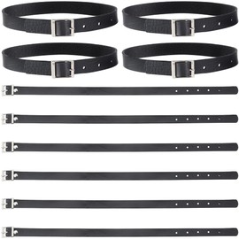 GORGECRAFT 10Pcs Black Traditional Kilt Extender Straps Necklaces 17x0.8 Inch Scottish Stirrup PU Leather Cuff Armbands Non Slip Sleeve Holders Belt Leather Luggage Tag Straps for Kilts Coat