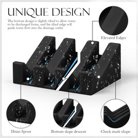 Silicone Soap Dish for Bathroom Sink, SAISN Kitchen Soap Tray for Shower 2 Pack Waterfall Self Draining Soap Dish Non Slip Soap Savers for Bar Soap Holder Keep Soap Bars Dry Clean, Black