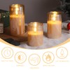 Eywamage Gold Ribbed Glass Flameless Candles with Remote, Flickering LED
