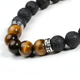 Eigso 4 Pcs Chakras Bracelet Set for Women Men Lucky Lava Stone Beads with Reiki Healing