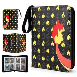 Trading Card Album, Scrapbook Card Holder Collector Folder Transparent with 400 Pockets / 50 Pages Card Sleeves, PU Leather Binder, Compatible with Cards, MTG Magic (Black)
