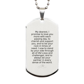 My Eternal Devotion - Wedding Vow for her Heartfelt Wedding Vow Ideas Vow Card Silver Dog Tag