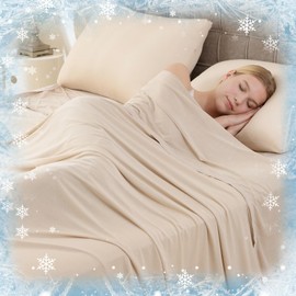 VIPBED Cooling Blanket for Hot Sleepers, Q-Max > 0.5 Cold Blanket for Couch Bed Sofa, Lightweight Breathable Throw Blanket for All Seasons, Absorbs Heat to Keep Cool - Beige, 50" x 70"