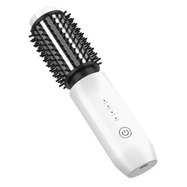 Lurowo 3-1 Lockenbürste & Glättbürste, kabellos, Keramikheizbürste mit 4 einstellbaren Temperaturen, tragbar, wiederaufladbar, Lockenstab, Heizkamm, Glättbürste (weiß)